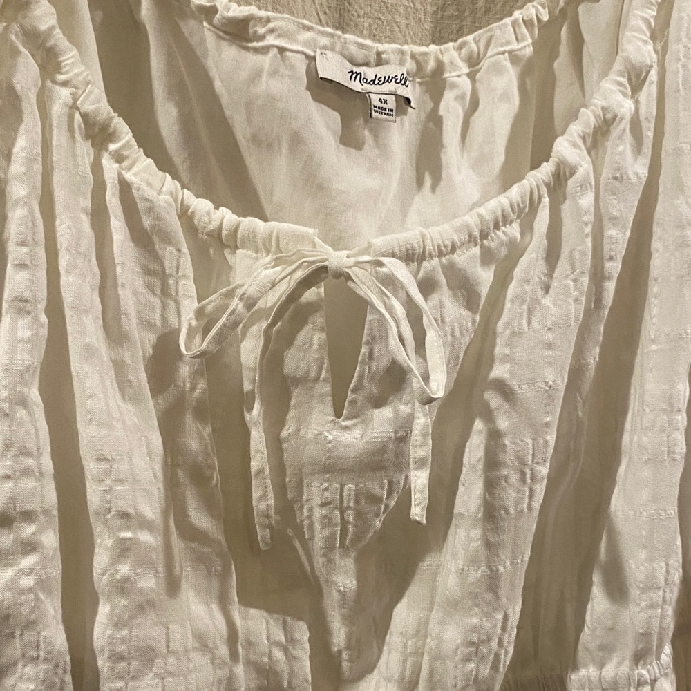 Madewell Cream Puff Sleeve Midi Dress - Picture 3 of 10